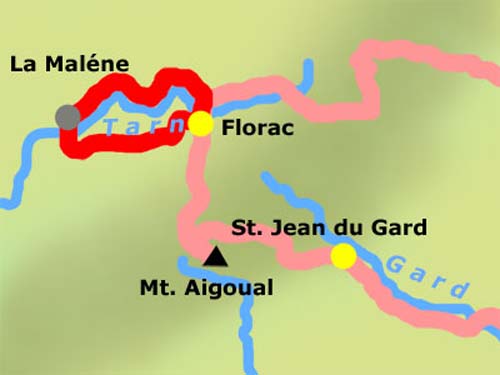 3. Etappe: Florac - La Maléne - Florac