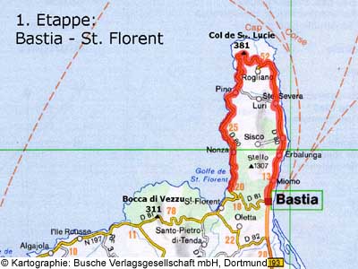 1. Etappe: Bastia - St. Florent